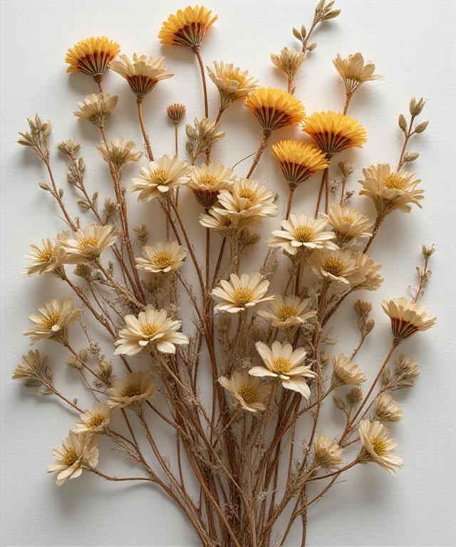Intricate dried flower wall art displaying an array of preserved botanicals in earthy tones